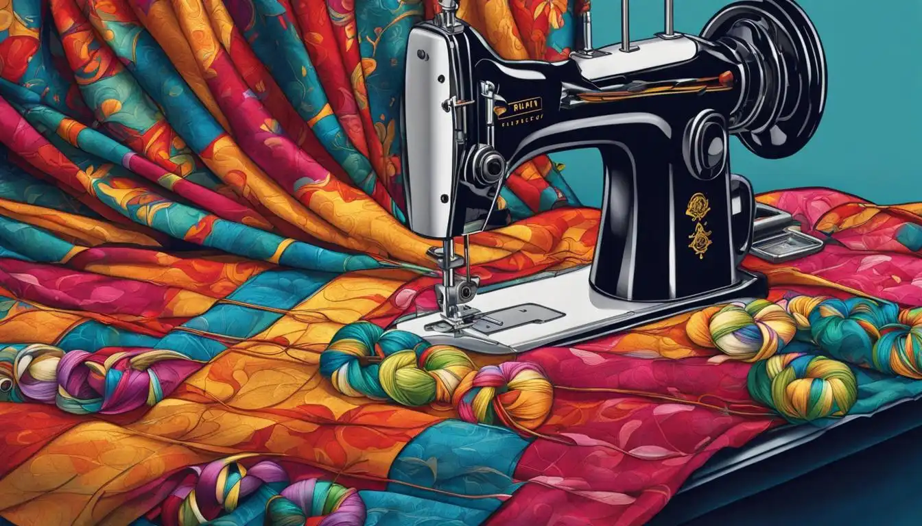 Can You Use a Curtain as a Shower Curtain?A painting of a sewing machine on a colorful quilt.