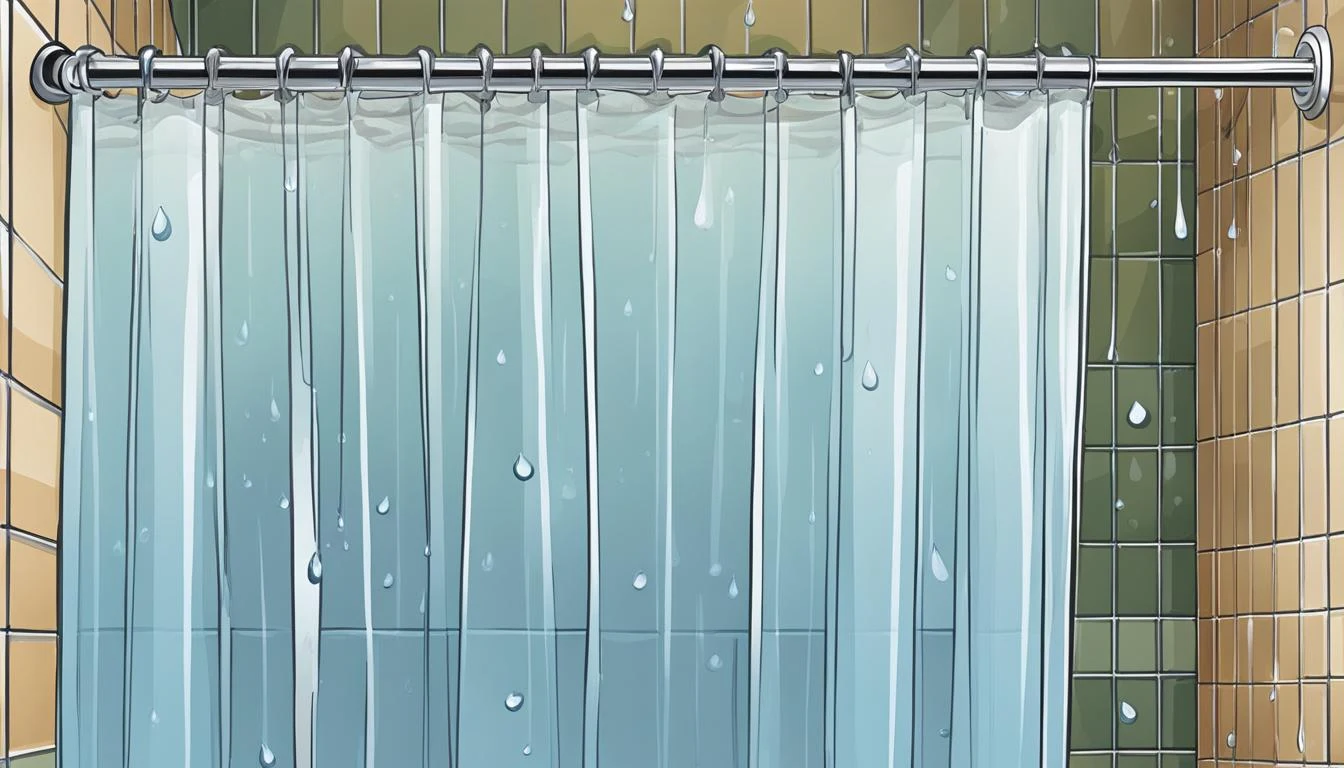 Can You Use a Curtain as a Shower Curtain?An image of a shower curtain with water droplets on it.