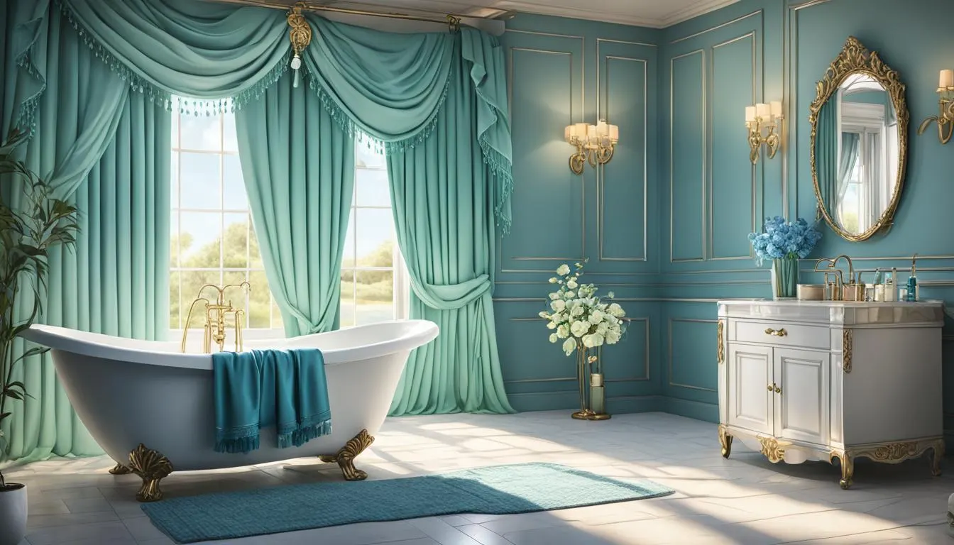 Can You Use a Curtain as a Shower Curtain?A bathroom with blue walls and a bathtub.