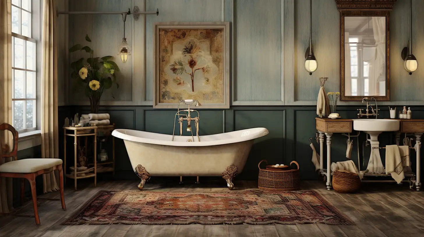 A bathroom with blue walls and a claw foot tub.