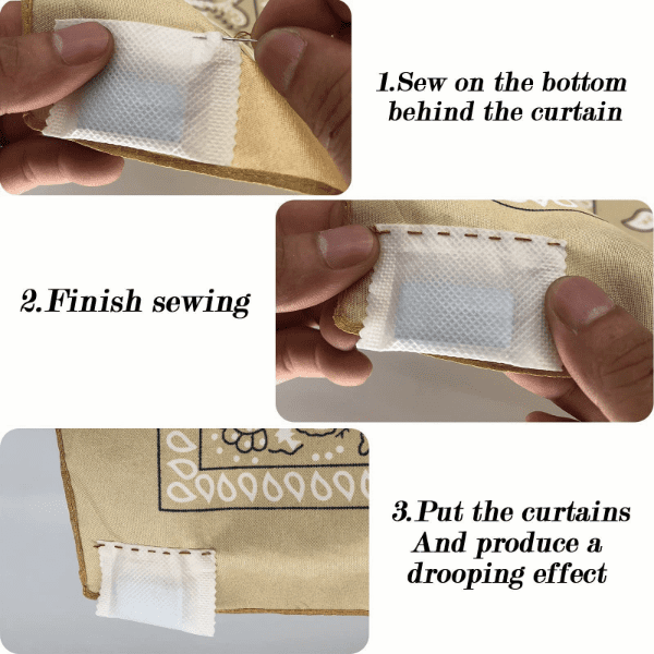 How to sew lead tape on the bottom of a curtain to keep shower curtains from blowing in.