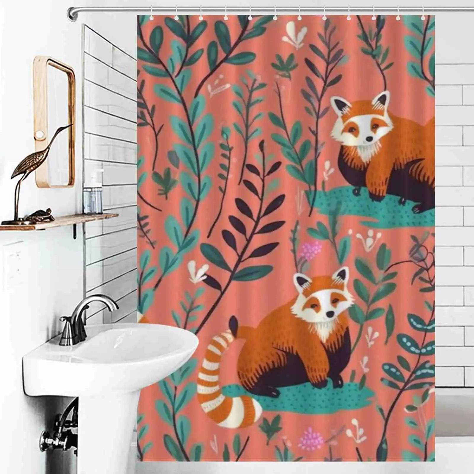 Funny red cute panda shower curtain