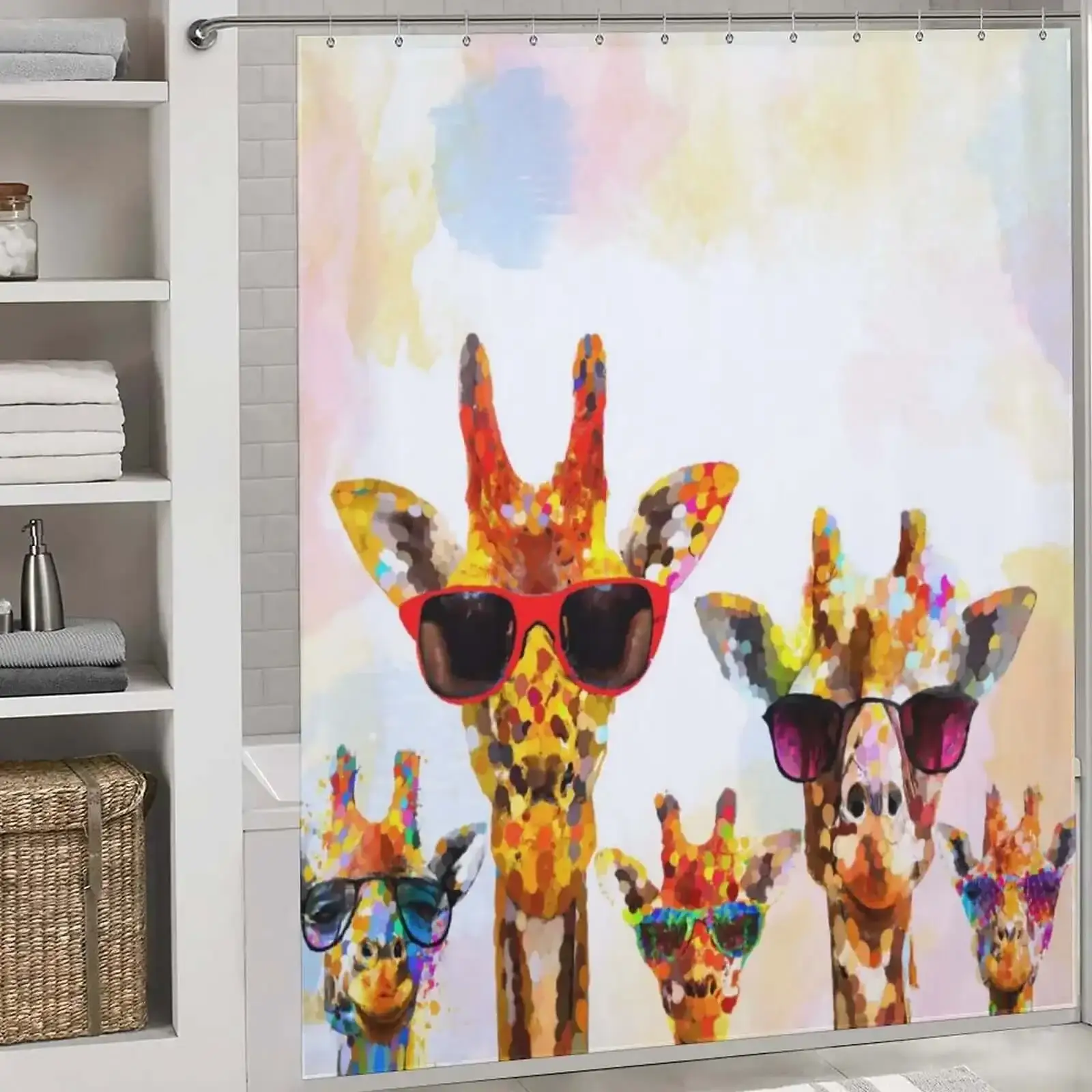 Giraffe Shower Curtains for white bathroom