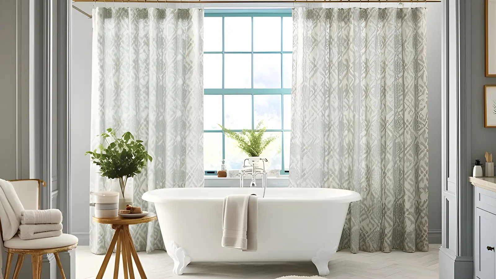 Discover creative ways to decorate an apartment bathroom featuring a tub and a shower curtain.