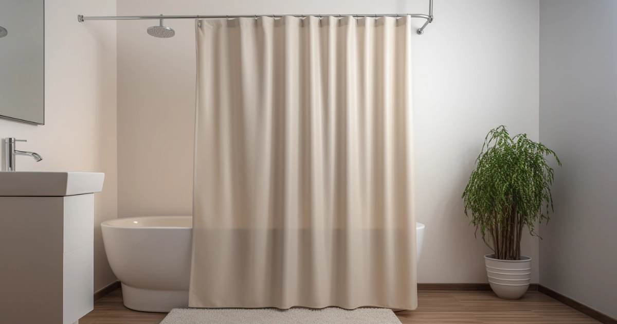 How to prevent future wrinkles on a beige shower curtain.