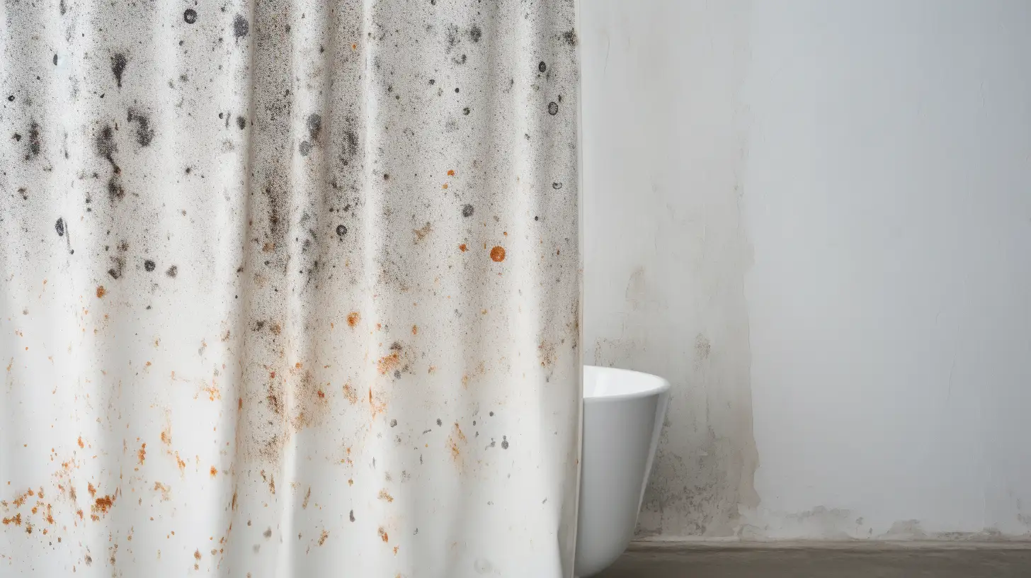 Are cotton shower curtains good？A bathroom with a moldy shower curtain made of cotton.