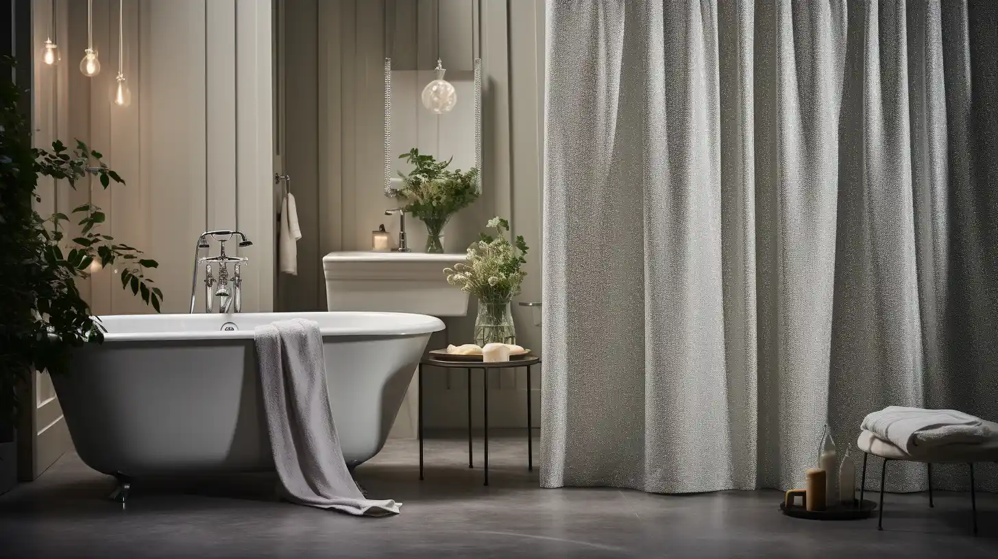 A bathroom featuring a bathtub and a high-quality cotton shower curtain.