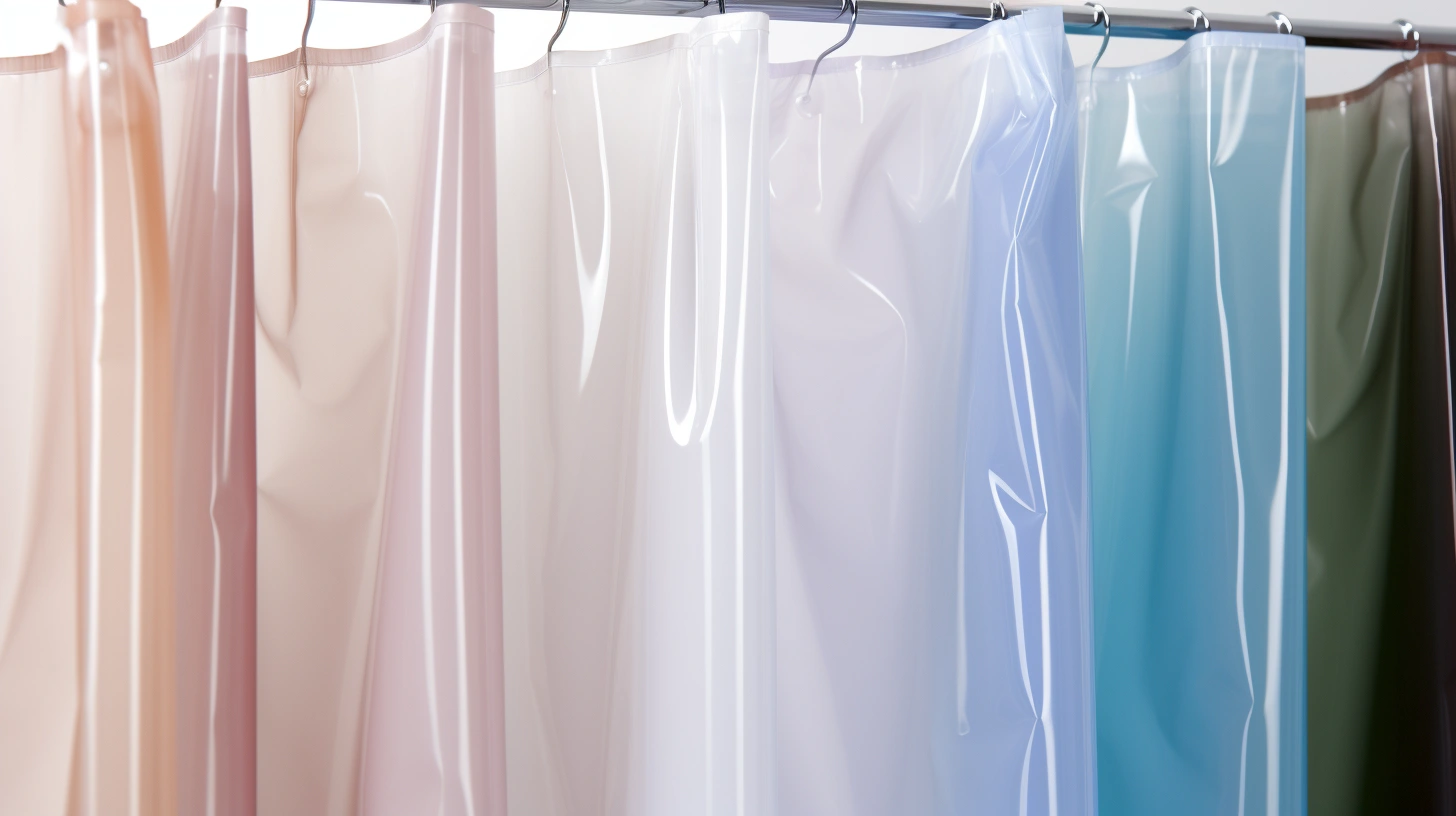 Are fabric shower curtain liners better than plastic? A shower curtain with different colors of plastic on it.