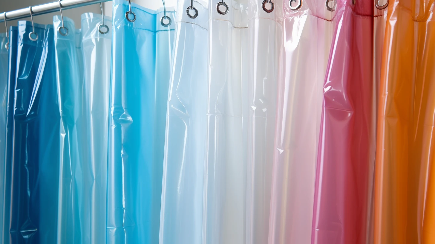 Are Plastic Shower Curtains Bad for You? A group of transparent shower curtains.