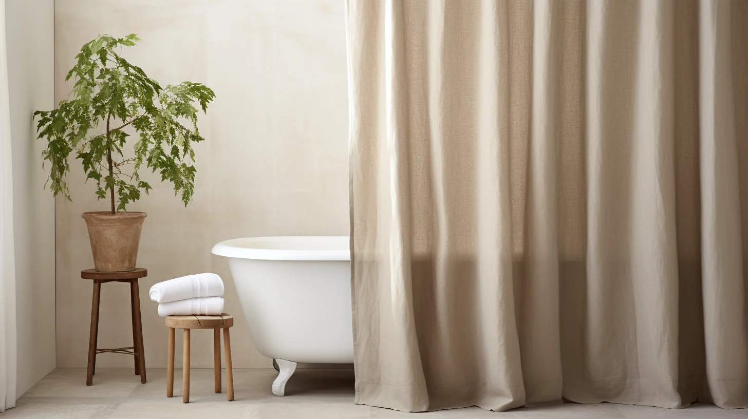 Are Plastic Shower Curtains Bad for You?A bathtub with a shower curtain and a plant.