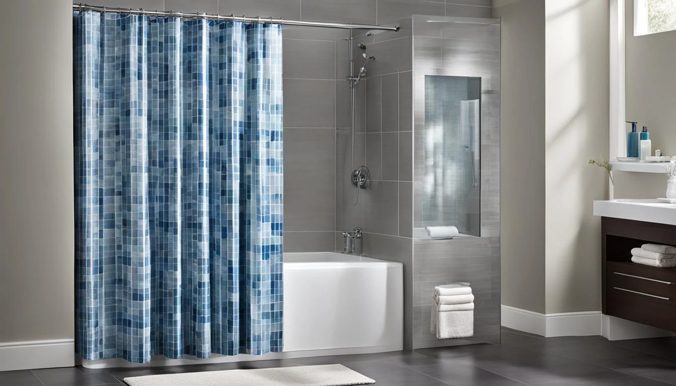 Are Plastic Shower Curtains Recyclable? A bathroom with a blue shower curtain.