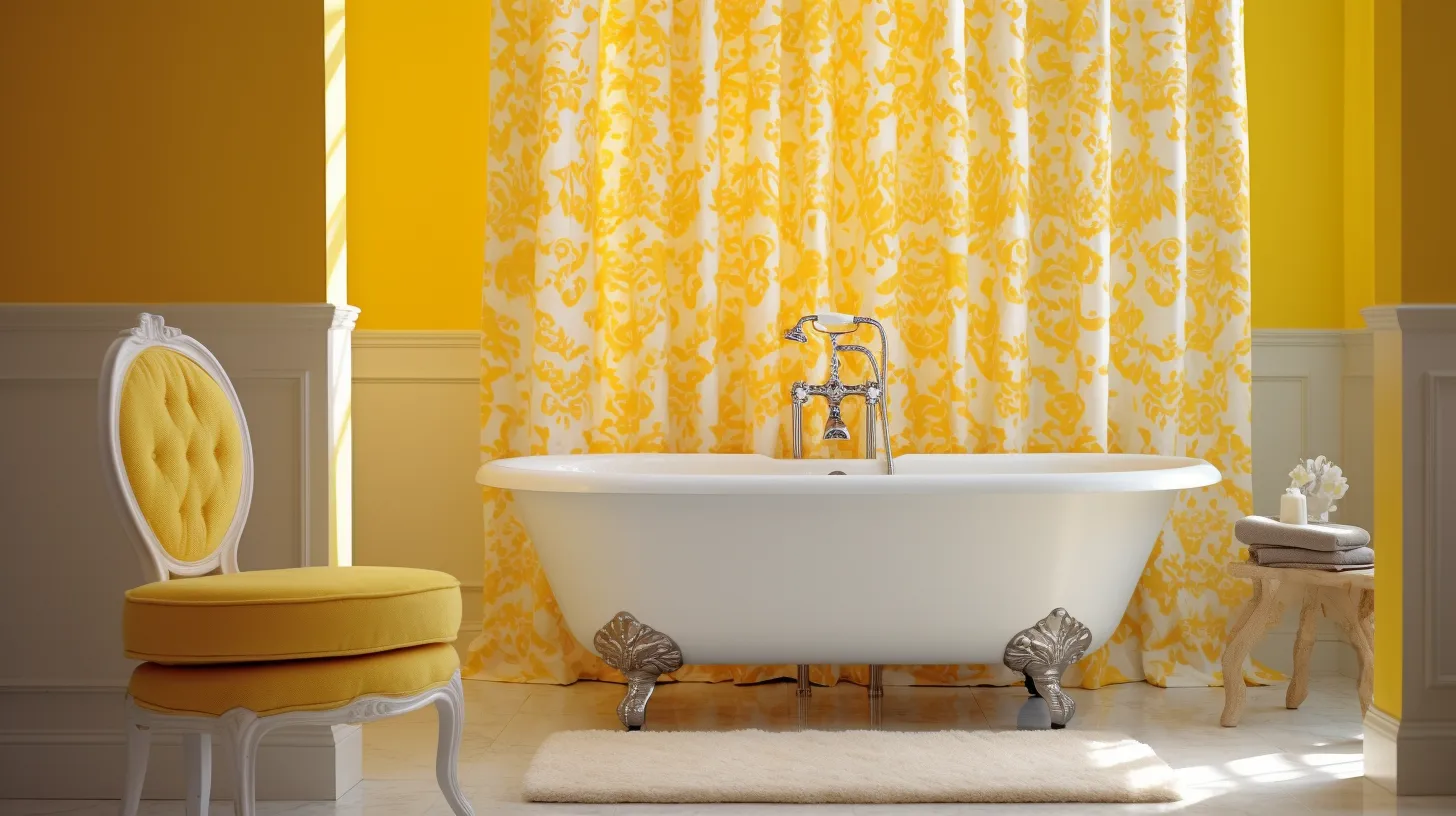 Bathroom Decor for Yellow Walls: A bathtub in a yellow bathroom.