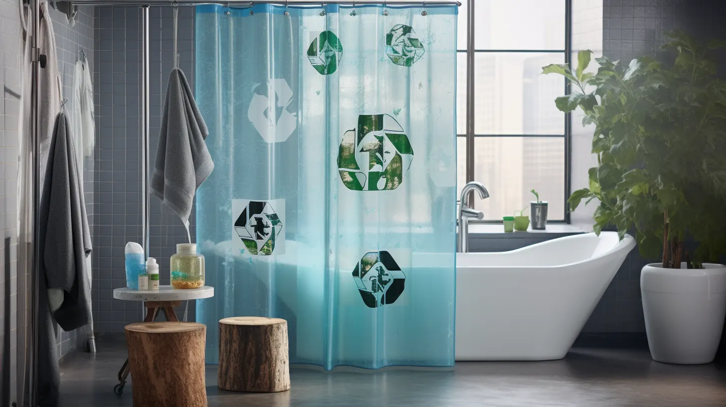 Can You Recycle Shower Curtain Liners? A bathroom with a green shower curtain.