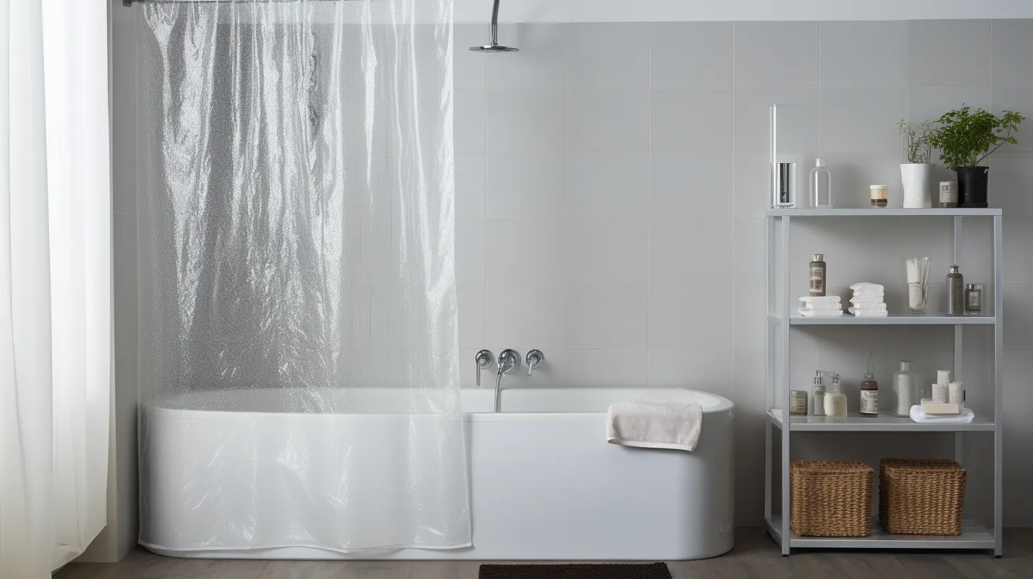 Can You Use a Shower Curtain Without a Liner? A white bathroom with a bathtub and shower curtain.