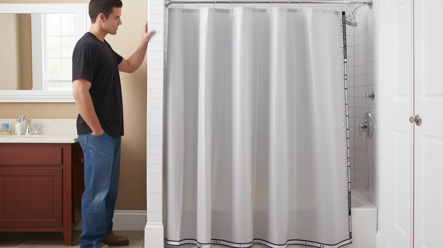 How many shower curtains do i need:A man standing in front of a shower curtain.
