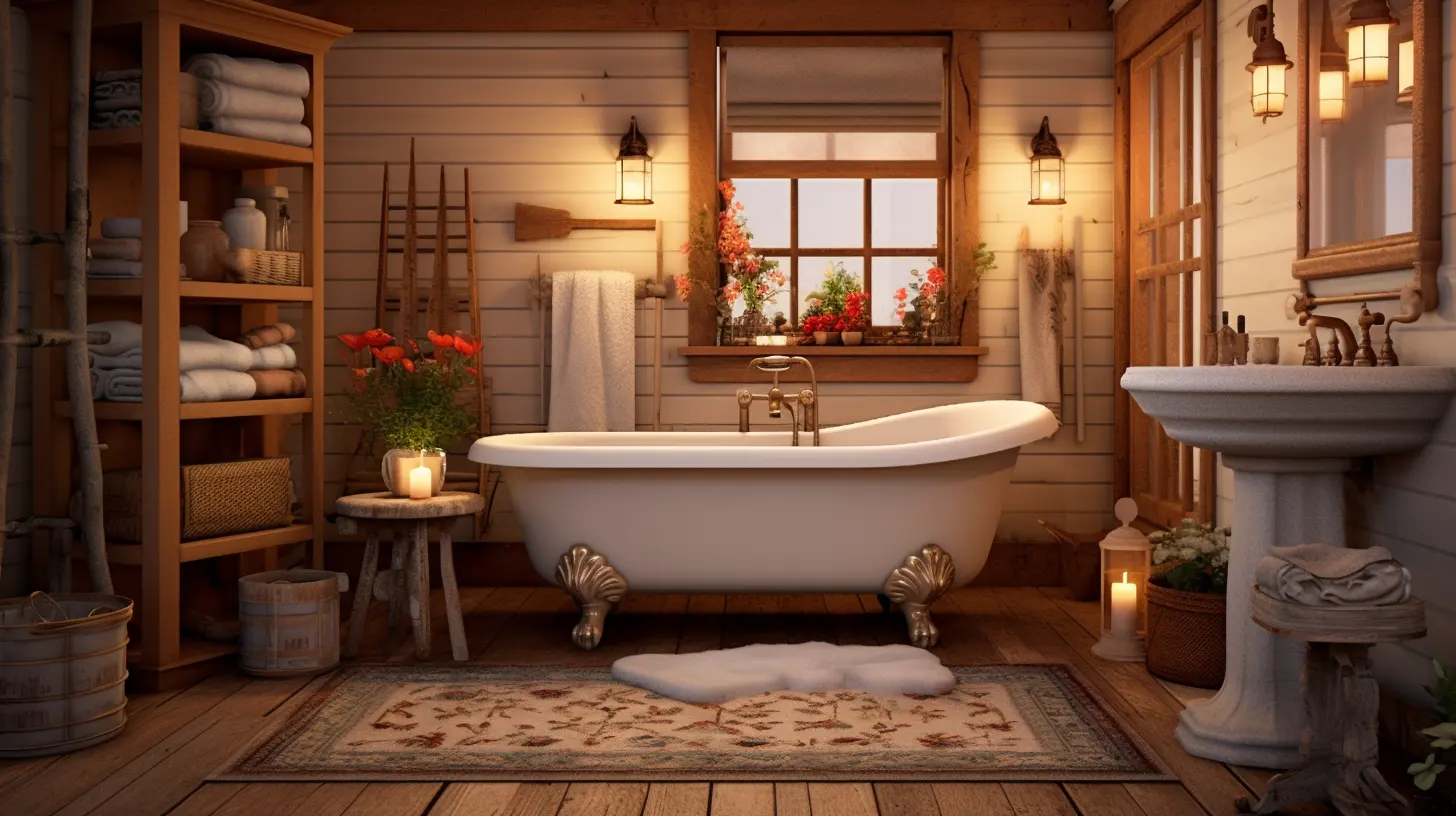 A bathroom with a wooden floor and a bathtub.