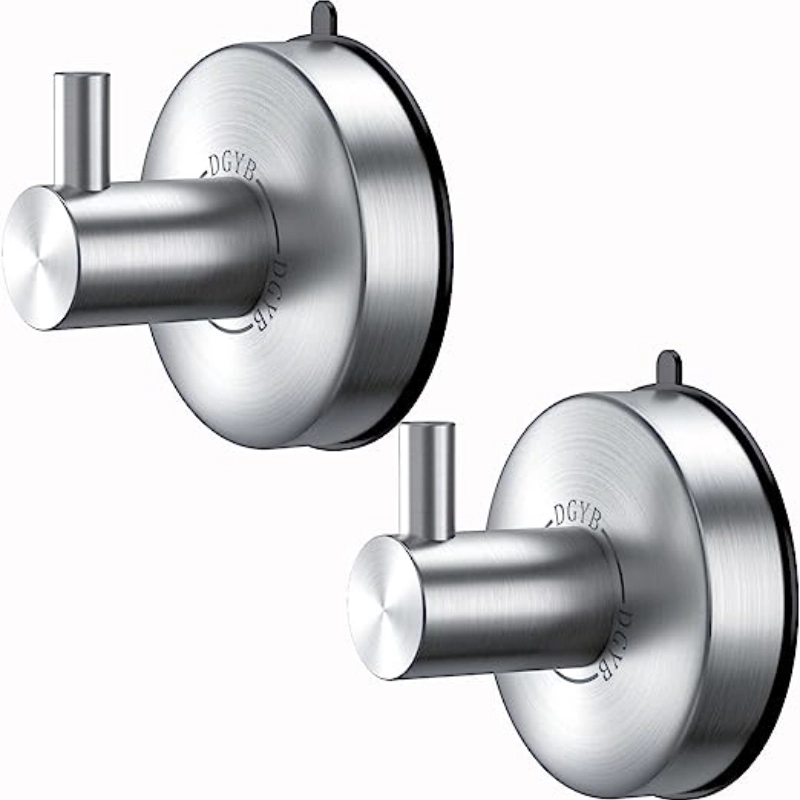 Two stainless steel suction cups designed to prevent water leaking outside shower curtains