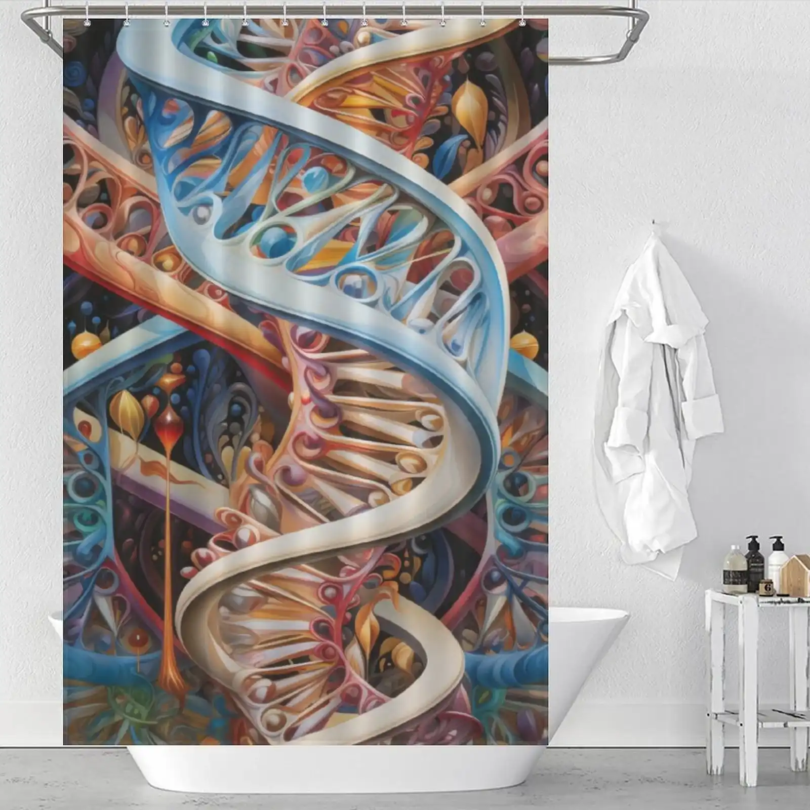Unique Shower Curtains for Small Bathrooms: Dna strands shower curtain.